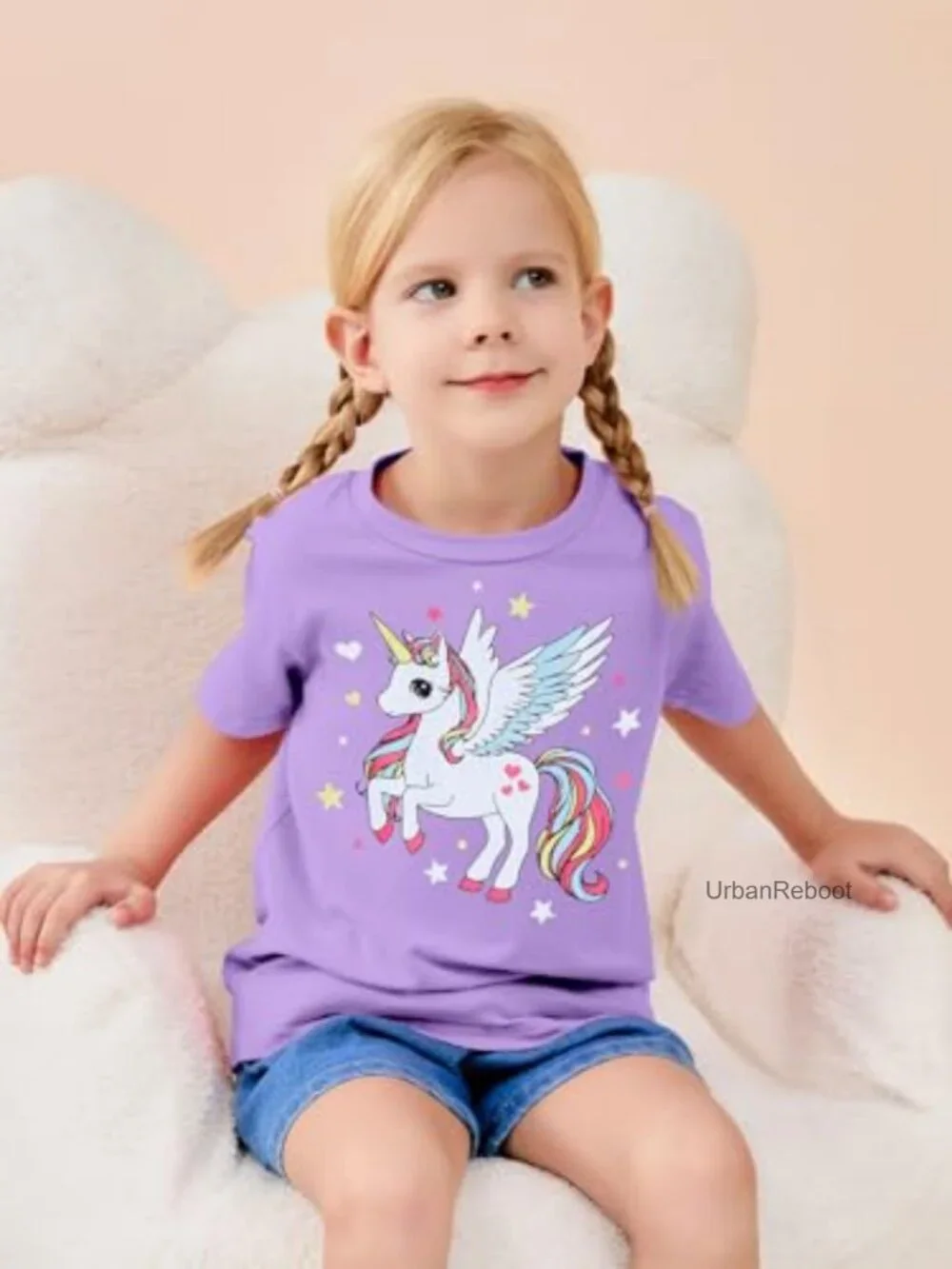 Toddler Girls Cotton Blend Graphic Tee, Short Sleeve Crew Neck, 2-8 Years